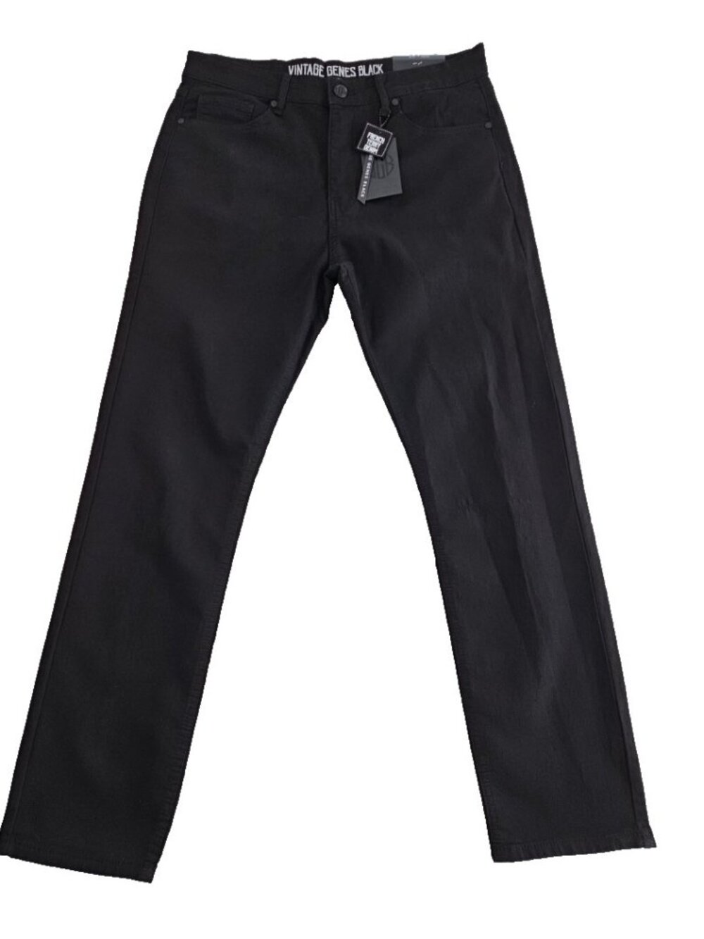 Vintage Genes Black Jeans Men's 36x32 Black French Terry Denim Stretch NWT NEW‎